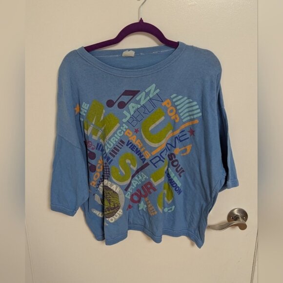 Tops - Vintage Blue Graphic Music Shirt - Size Medium